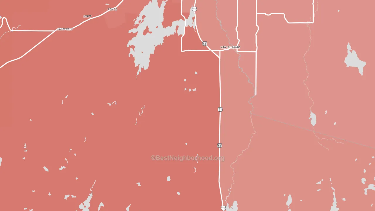 Iron County, WI block-group political-lean map