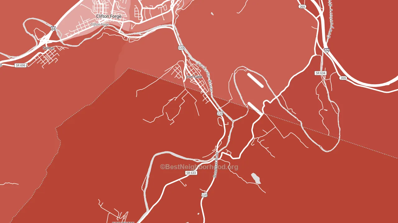 Iron Gate, VA block-group political-lean map