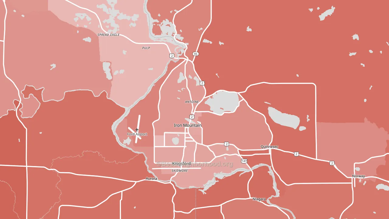 Iron Mountain, MI block-group political-lean map