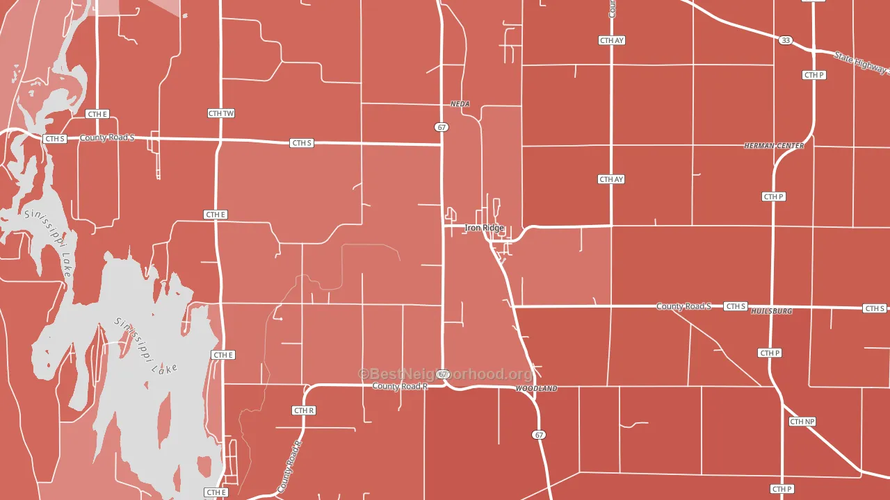 Iron Ridge, WI block-group political-lean map