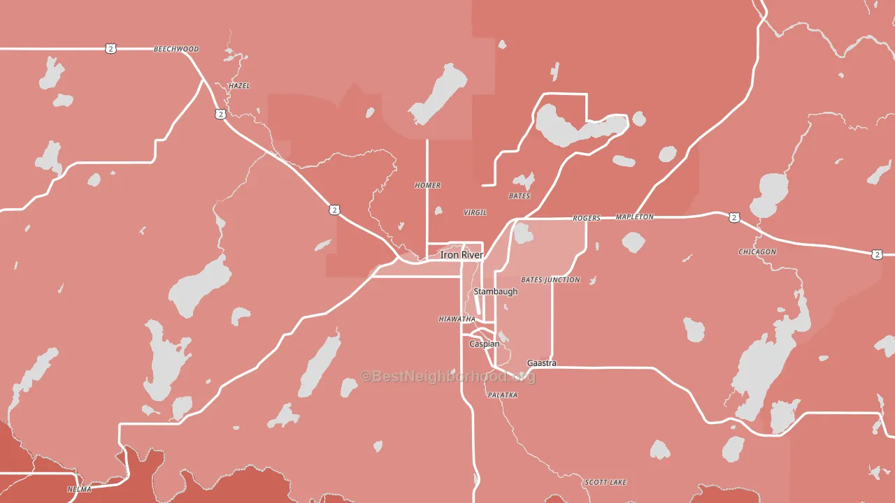 Iron River, MI block-group political-lean map