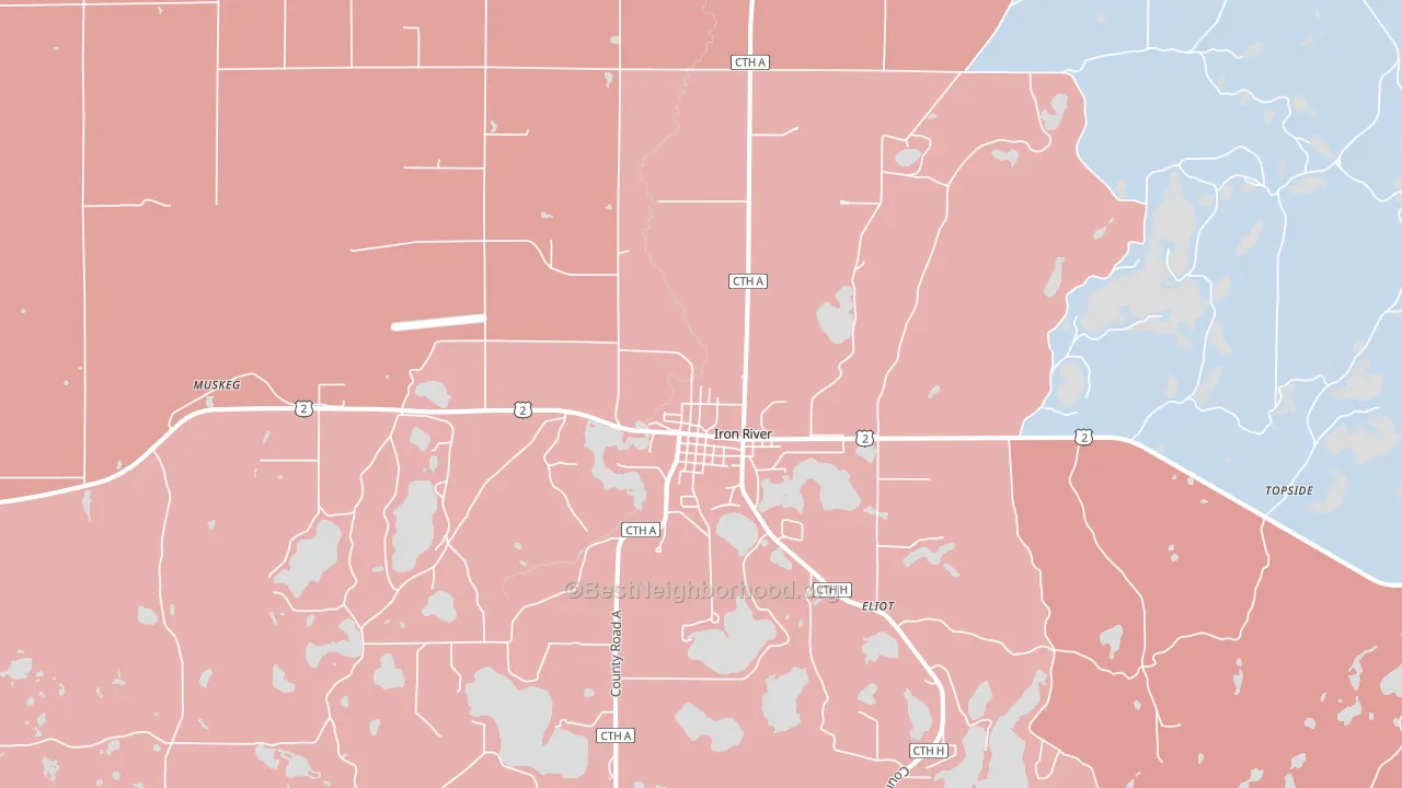 Iron River, WI block-group political-lean map