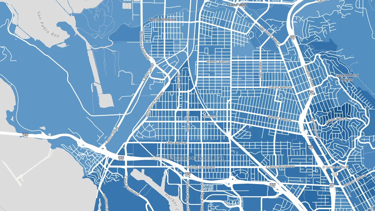Iron Triangle, Richmond, CA block-group political-lean map