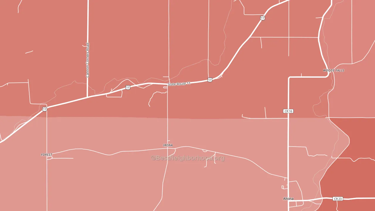 Irona, NY block-group political-lean map