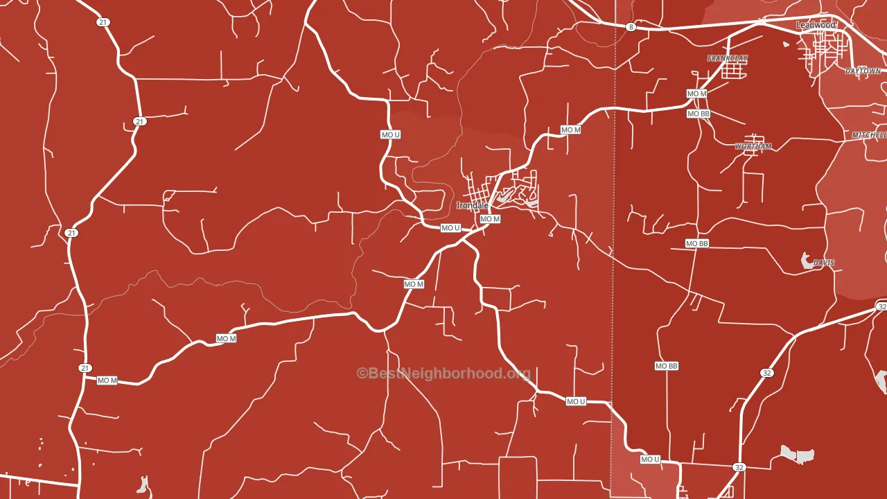 Irondale, MO block-group political-lean map