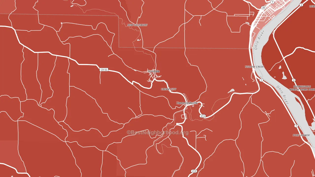 Irondale, OH block-group political-lean map