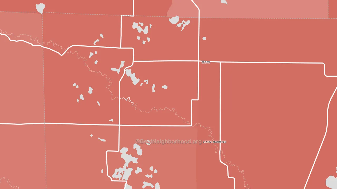 Irons, MI block-group political-lean map