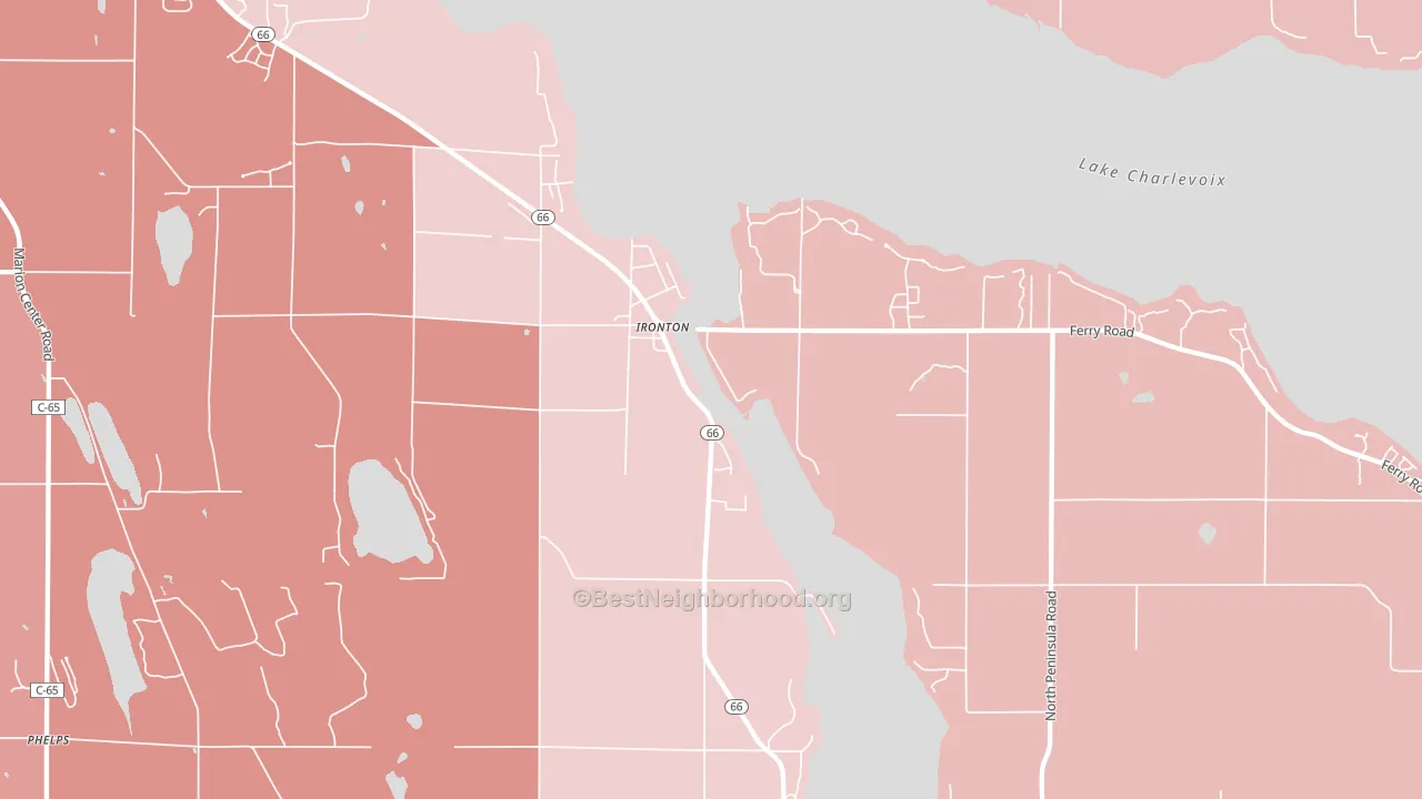 Ironton, MI block-group political-lean map