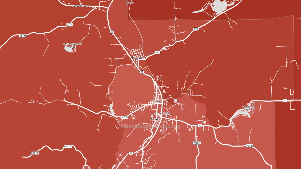 Ironton, MO block-group political-lean map