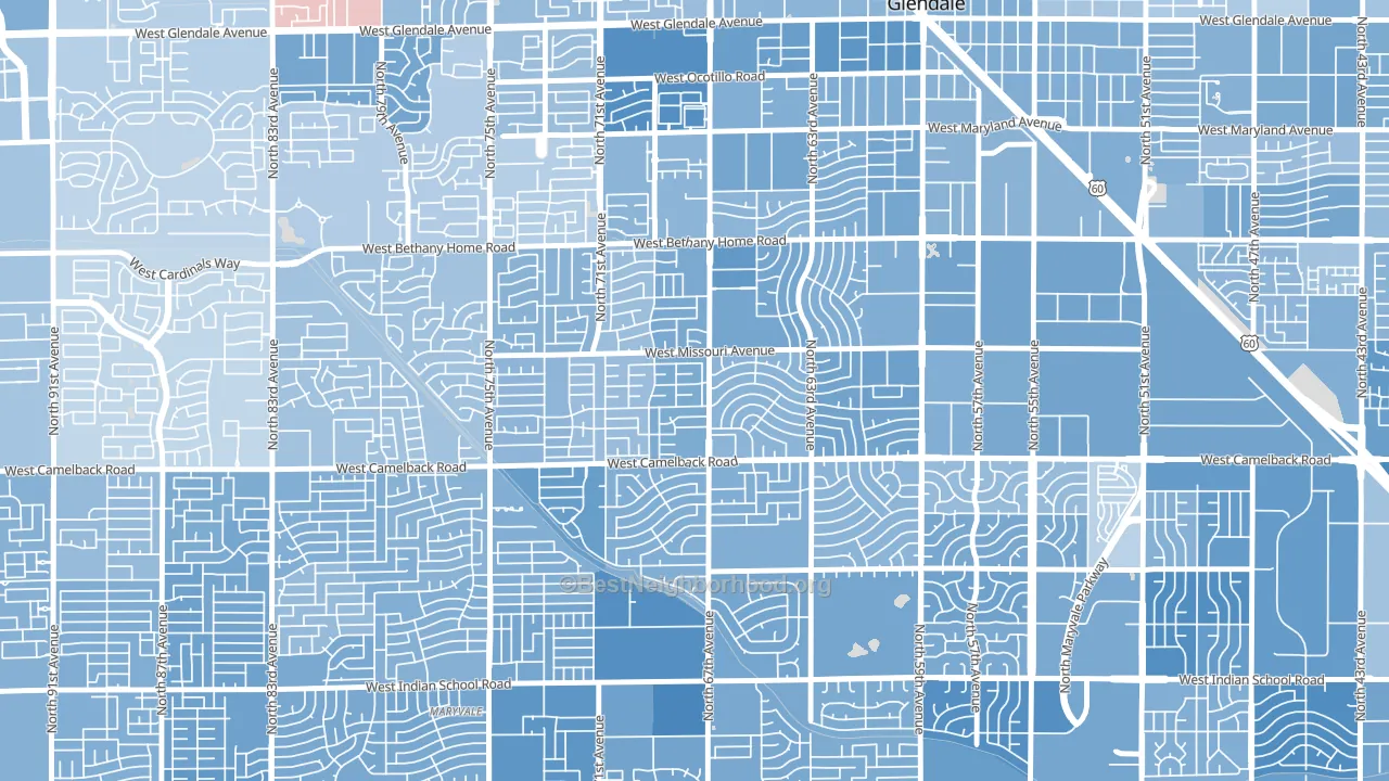 Ironwood Terrace, Glendale, AZ block-group political-lean map