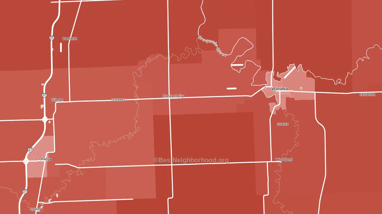 Iroquois County, IL block-group political-lean map