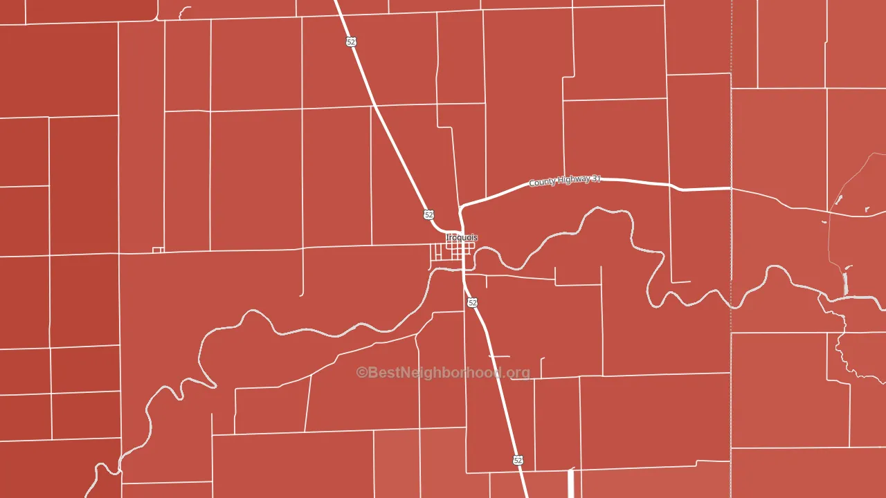Iroquois, IL block-group political-lean map