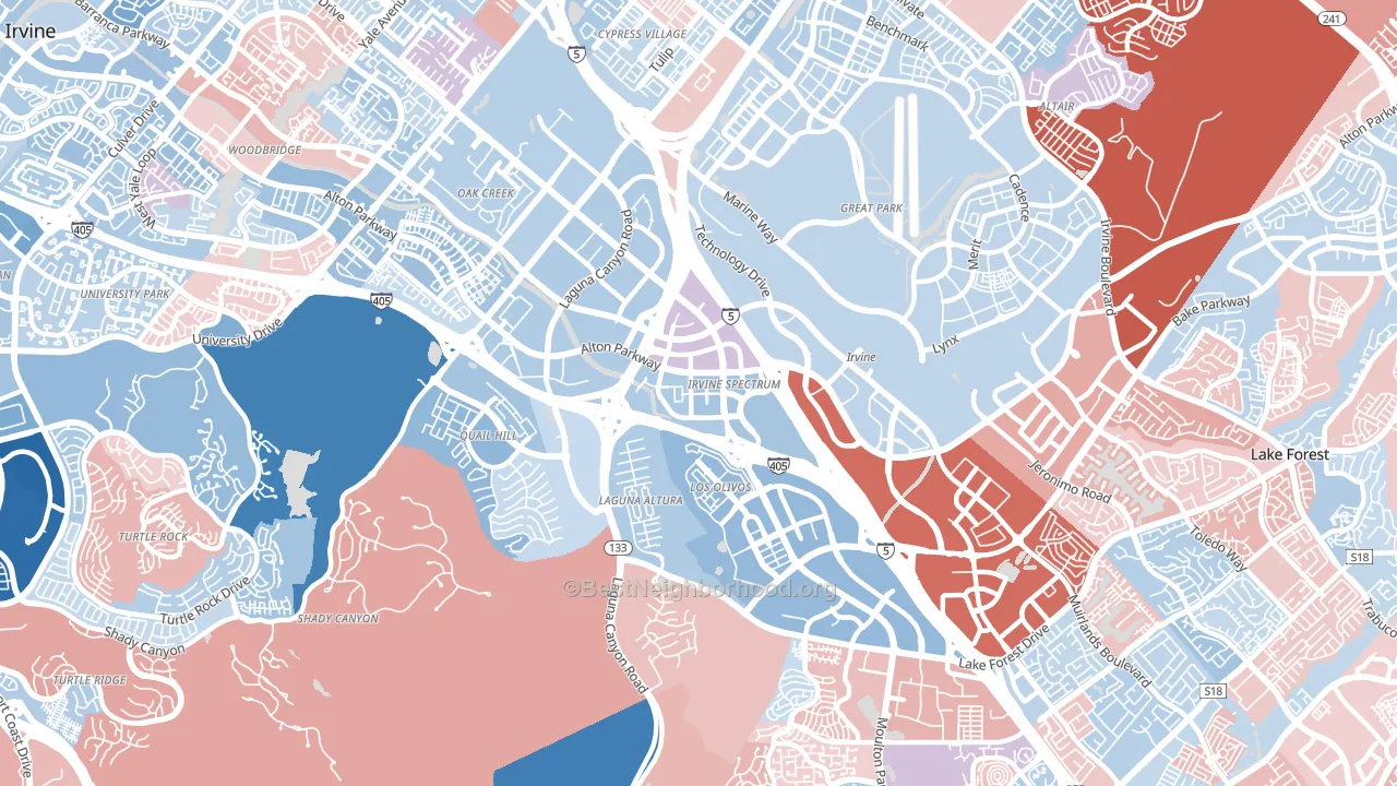 Irvine Health and Science Complex, Irvine, CA block-group political-lean map