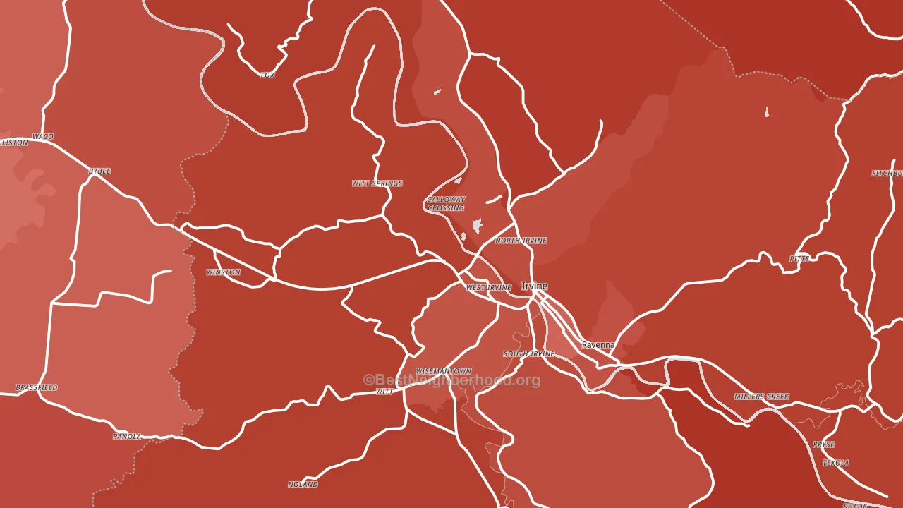 Irvine, KY block-group political-lean map