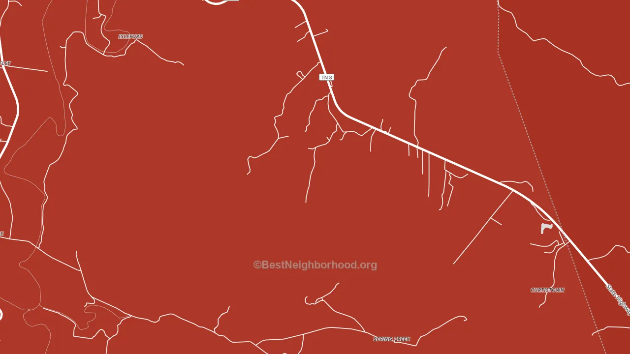Irving College, TN block-group political-lean map