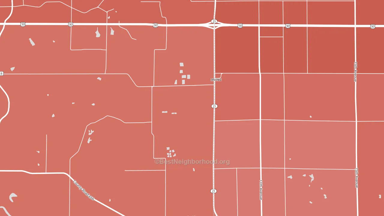 Irving, IA block-group political-lean map