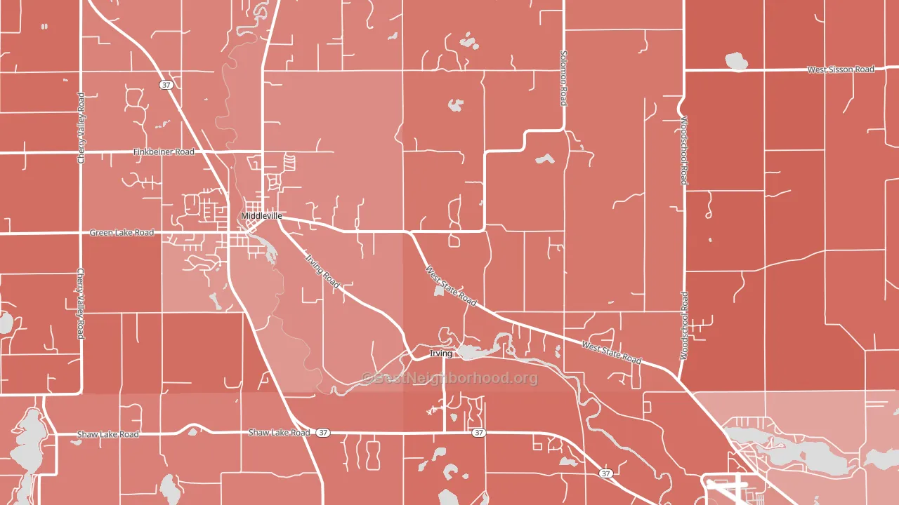 Irving, MI block-group political-lean map
