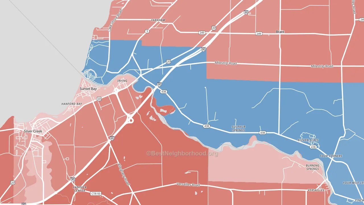 Irving, NY block-group political-lean map