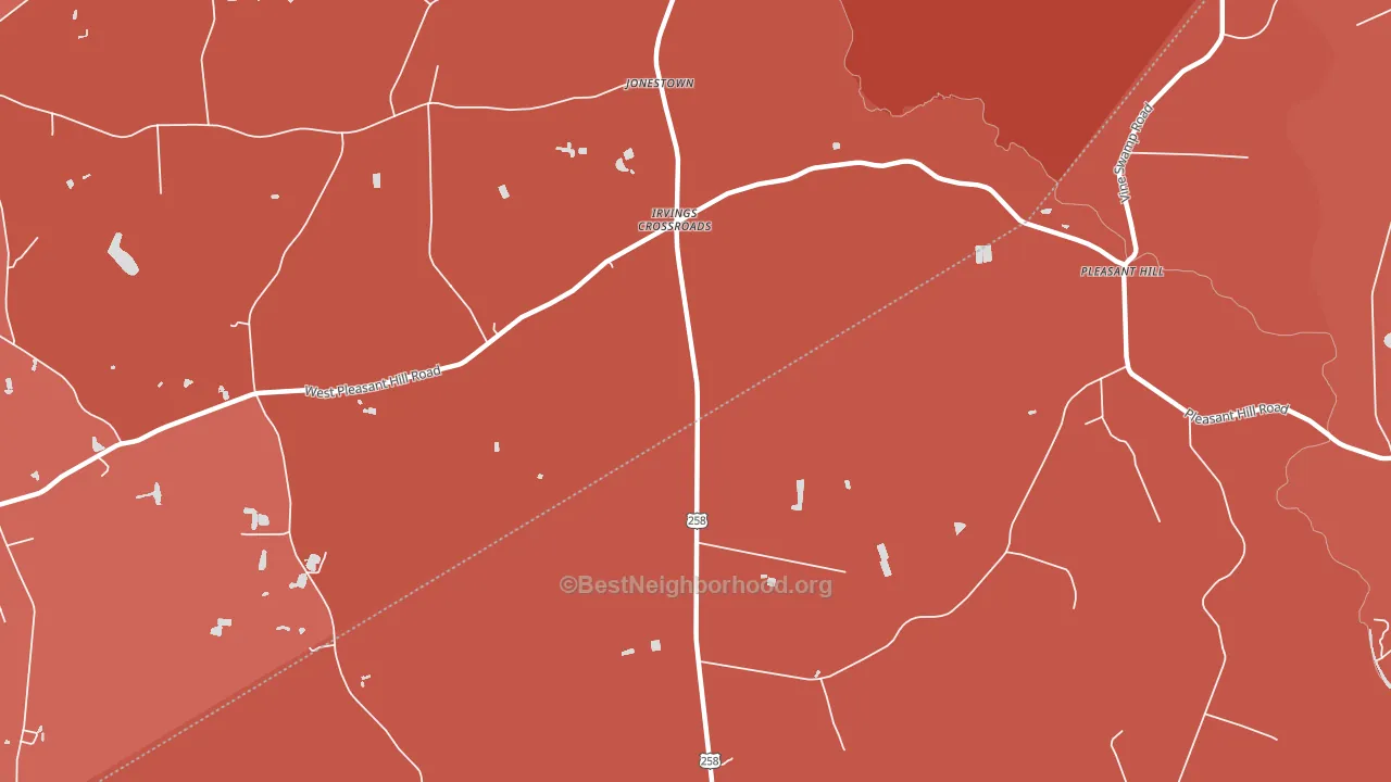 Irvings Crossroads, NC block-group political-lean map