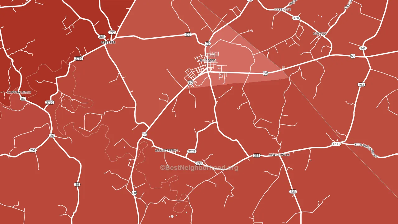 Irvington, KY block-group political-lean map