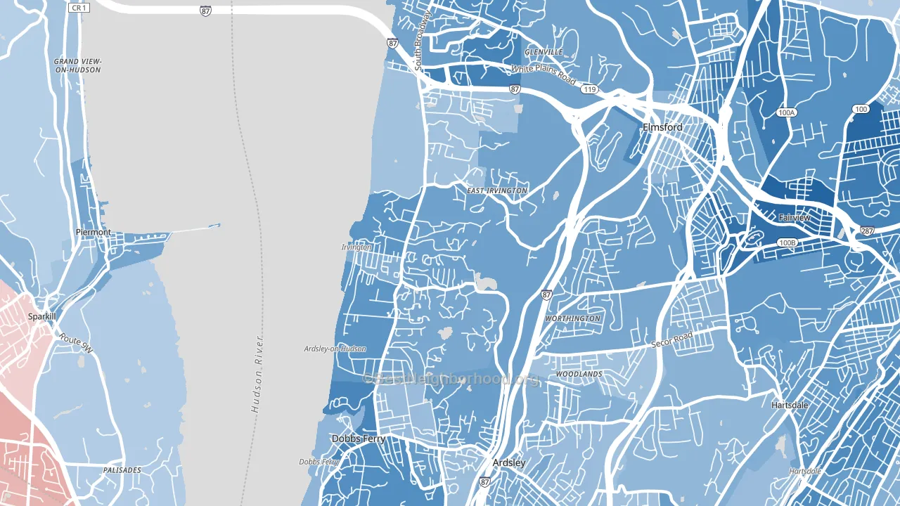 Irvington, NY block-group political-lean map