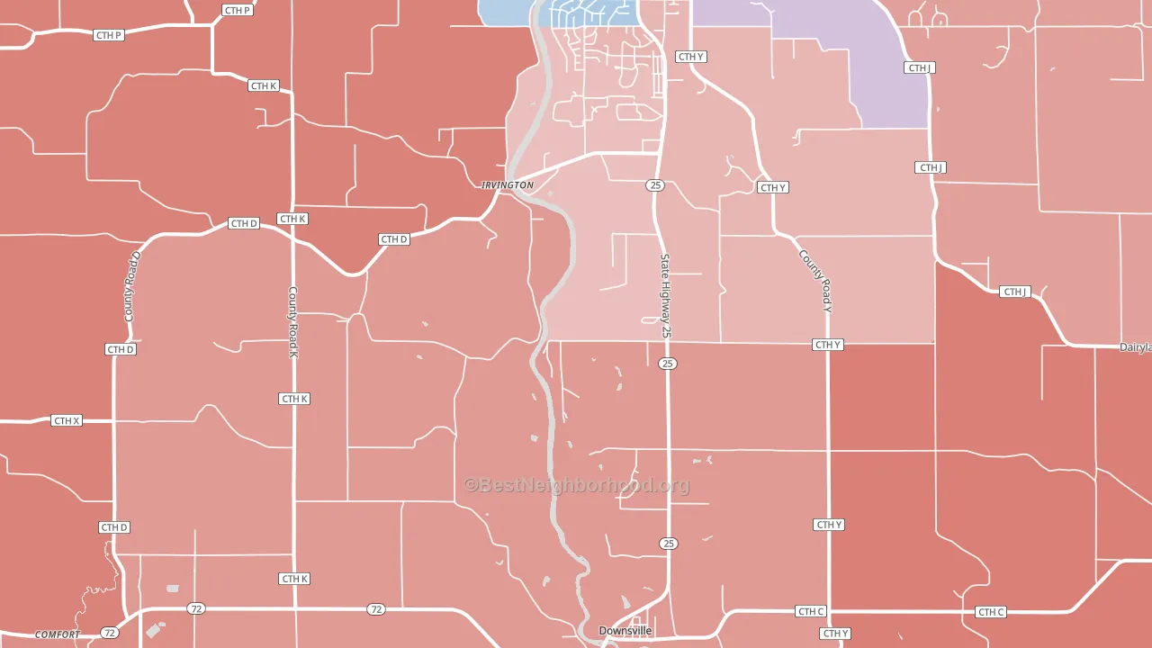Irvington, WI block-group political-lean map