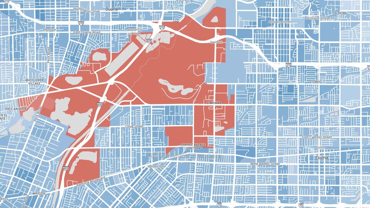 Irwindale, CA block-group political-lean map