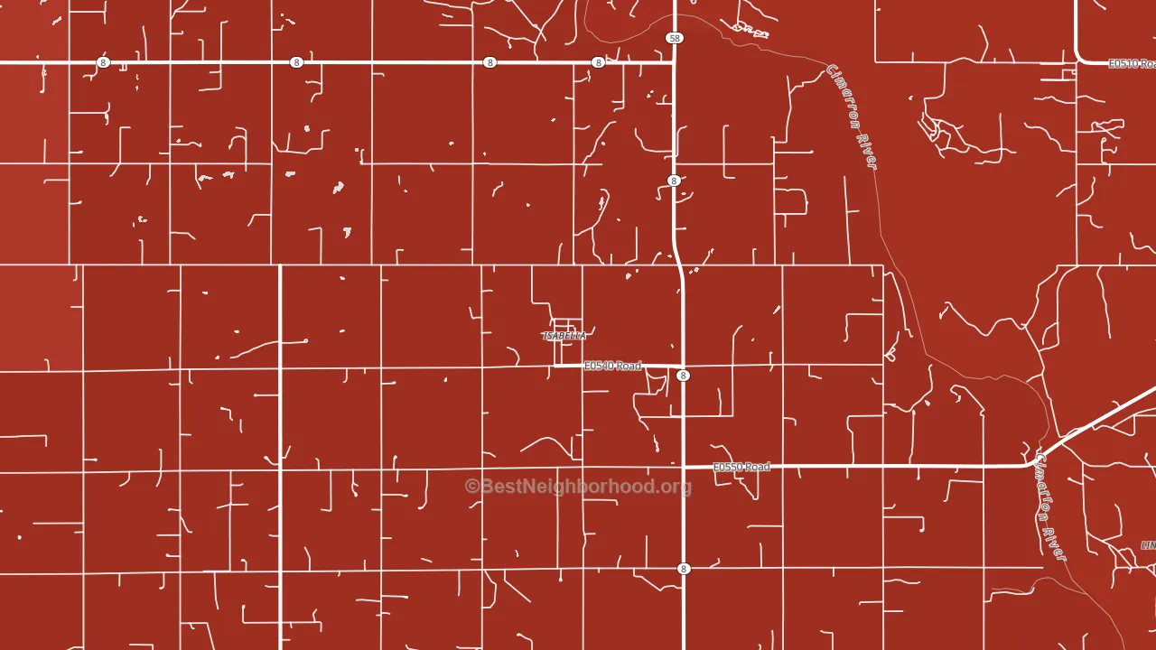 Isabella, OK block-group political-lean map