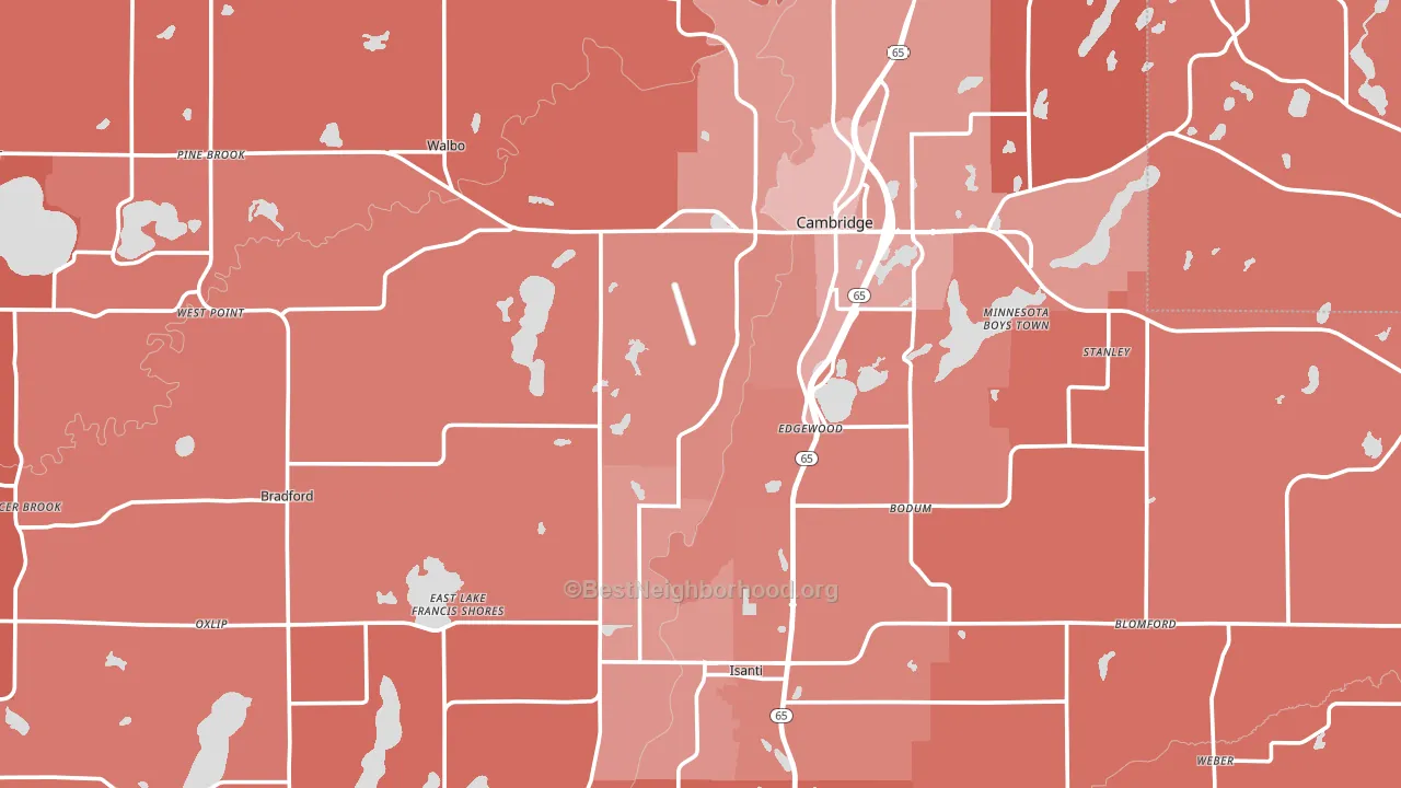 Isanti County, MN block-group political-lean map