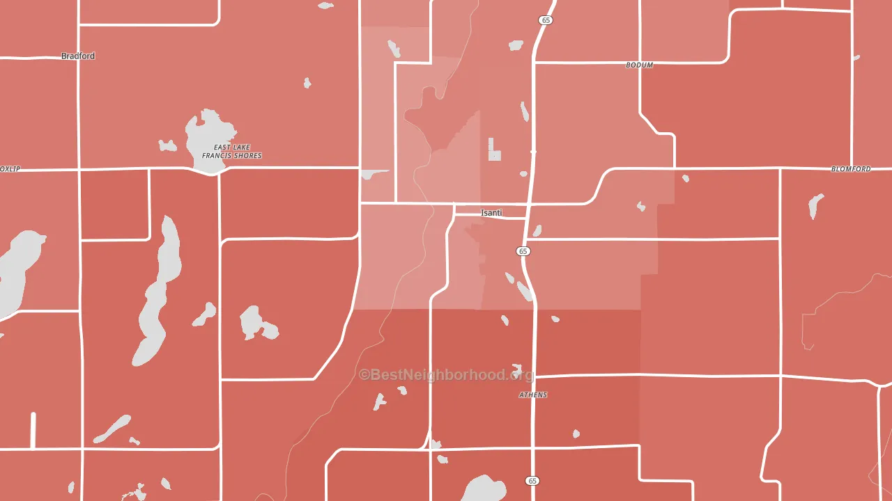 Isanti, MN block-group political-lean map