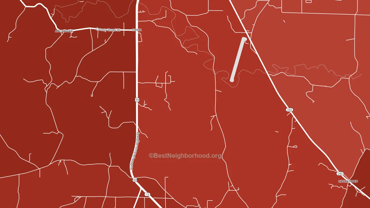 Isbell, AL block-group political-lean map