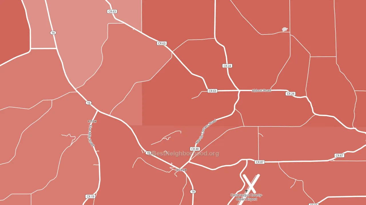 Ischua, NY block-group political-lean map