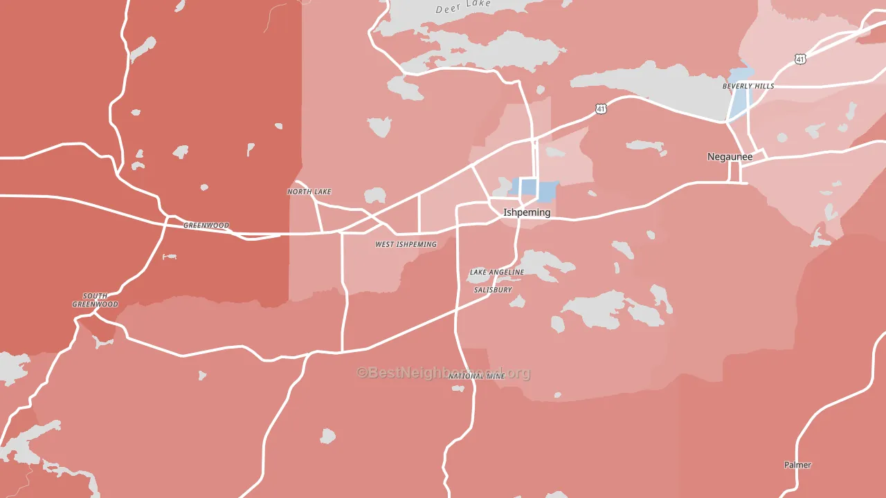 Ishpeming, MI block-group political-lean map