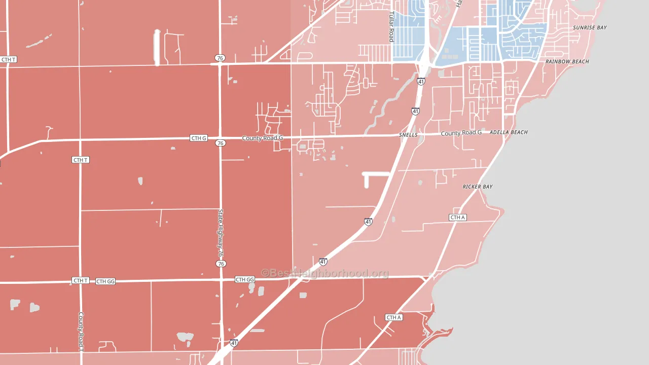 Island Beach, WI block-group political-lean map