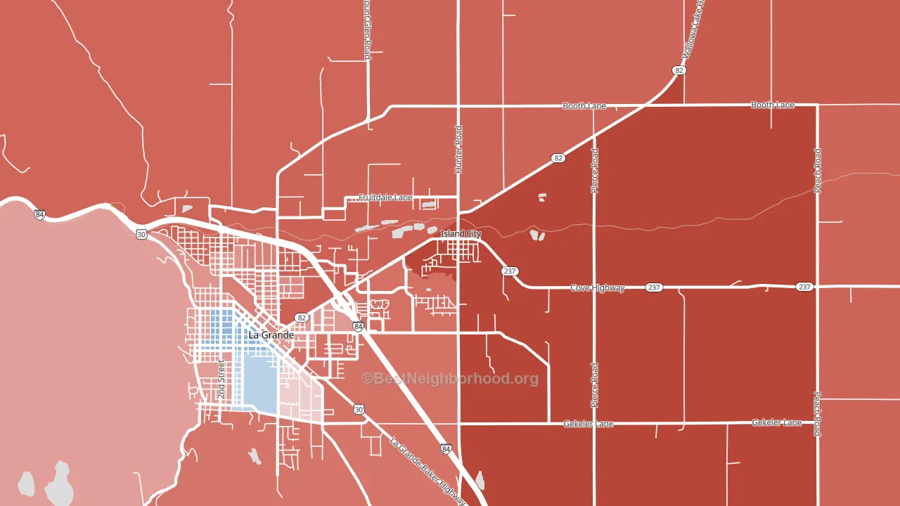 Island City, OR block-group political-lean map
