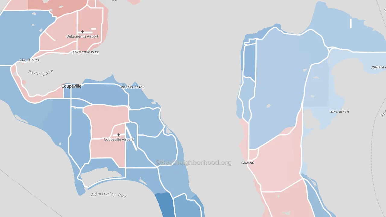 Island County, WA block-group political-lean map