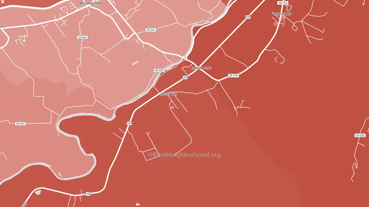 Island Ford, VA block-group political-lean map