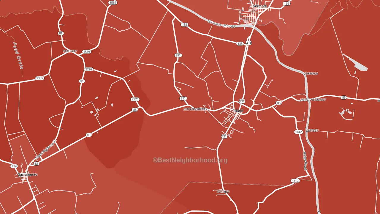 Island, KY block-group political-lean map