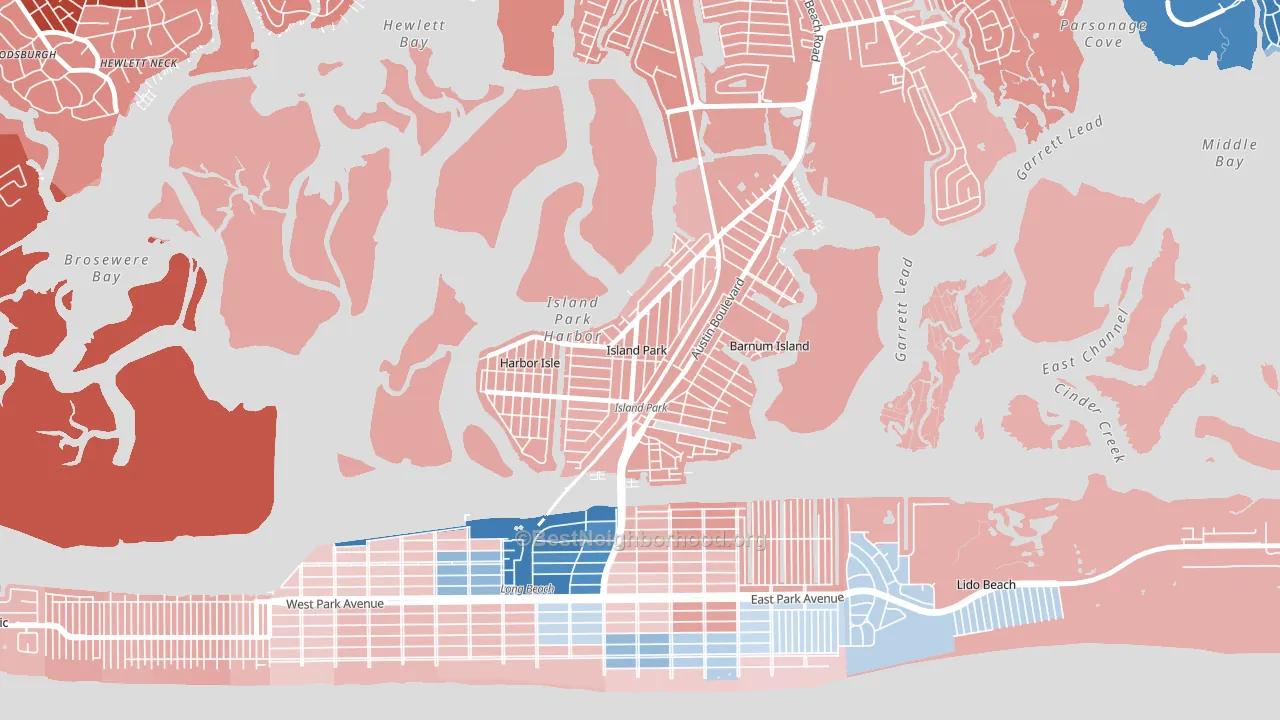 Island Park, NY block-group political-lean map