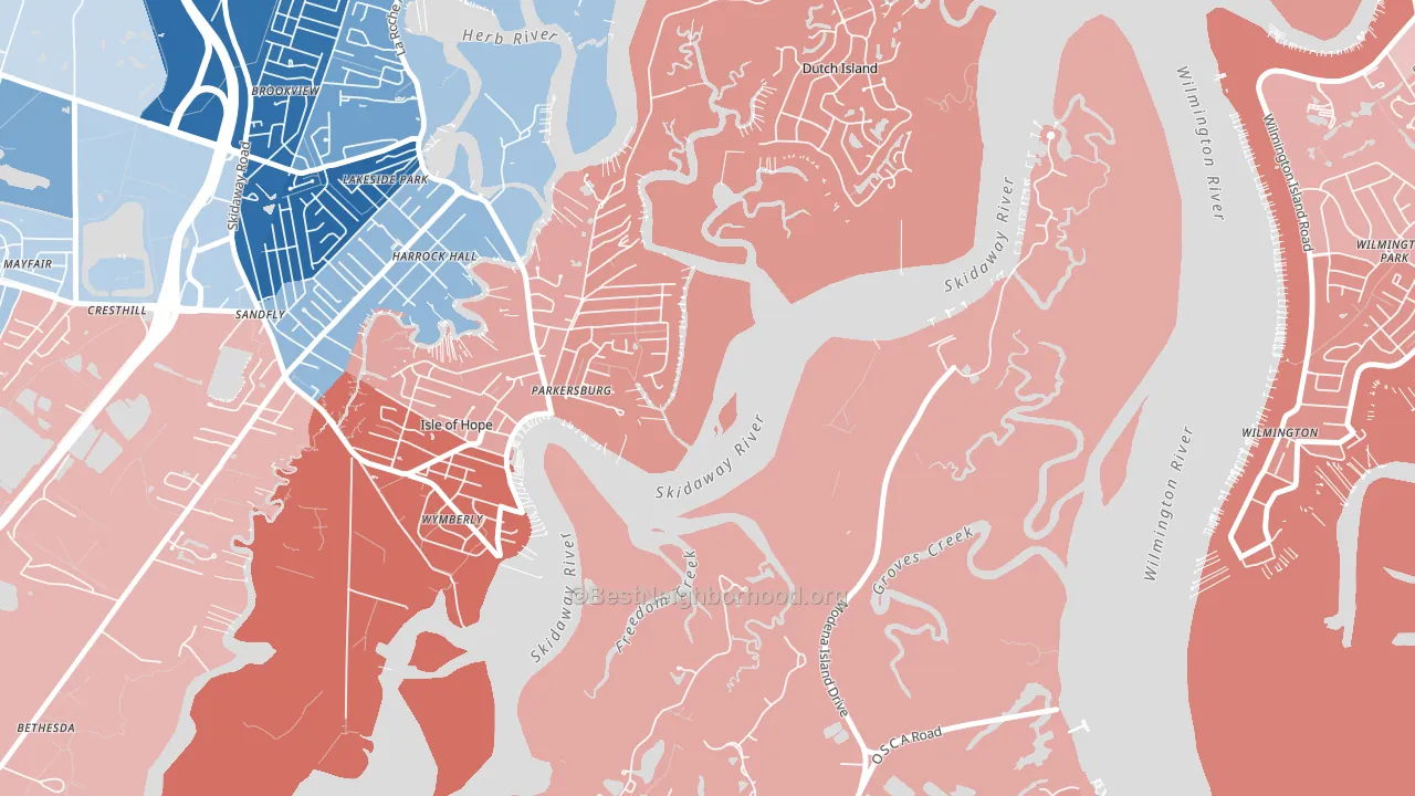 Isle of Hope, GA block-group political-lean map