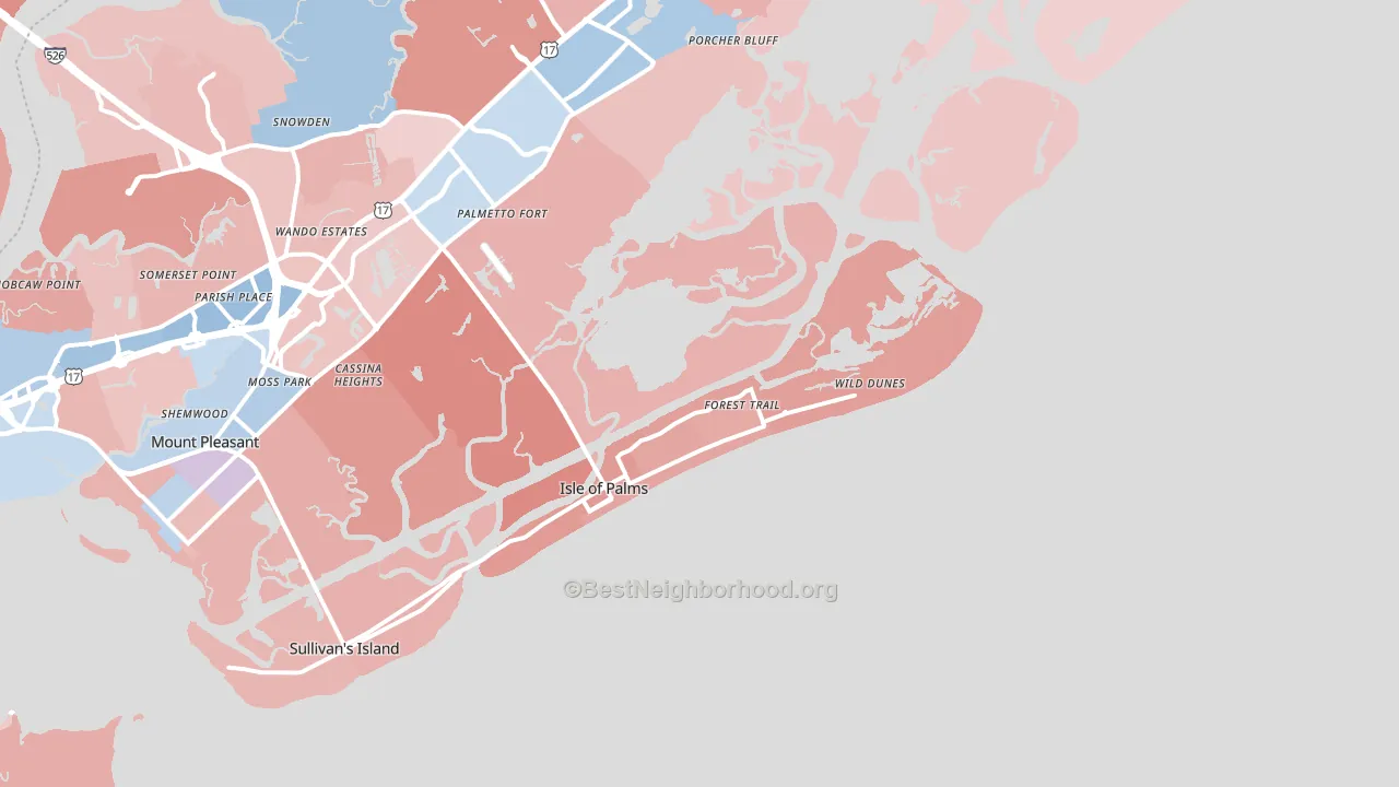 Isle Of Palms, SC block-group political-lean map