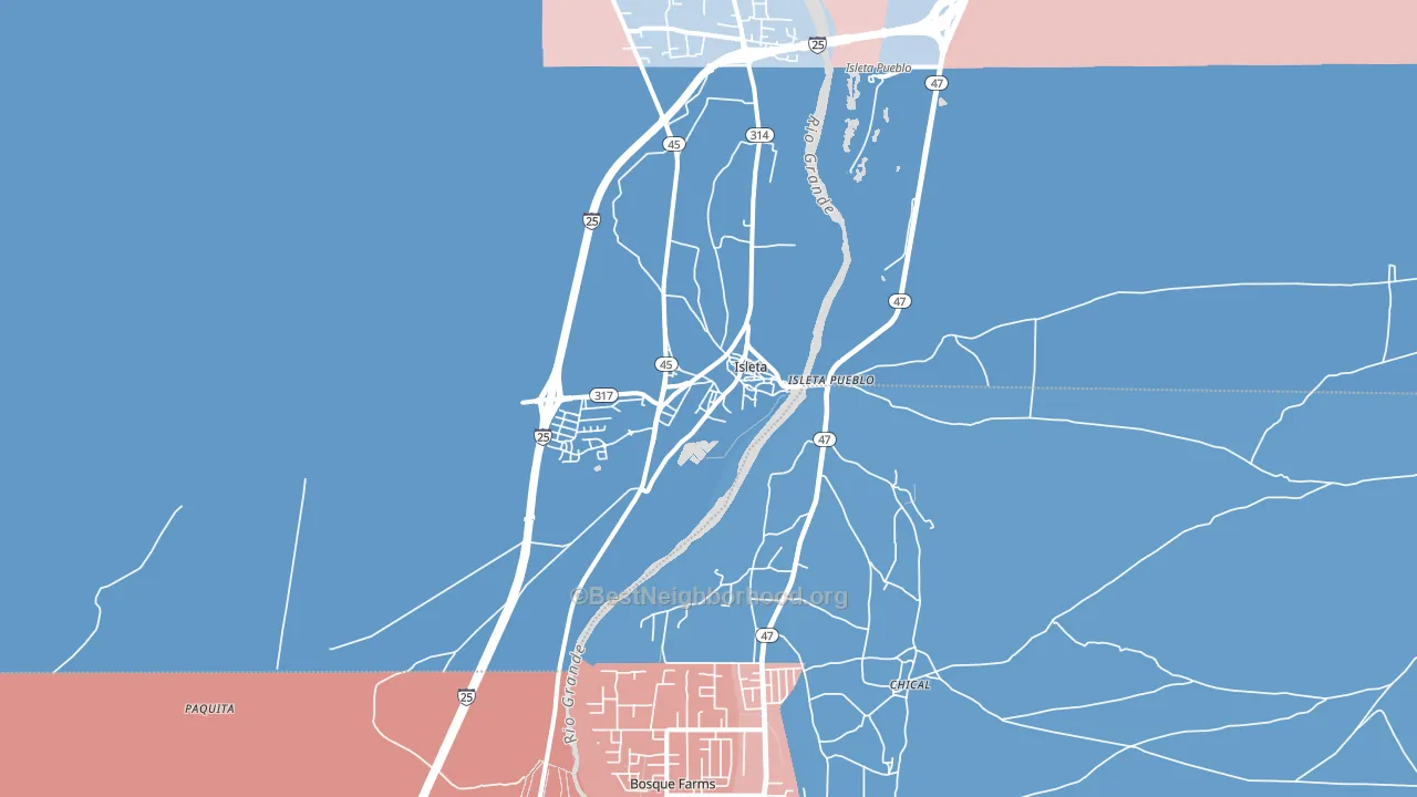 Isleta, NM block-group political-lean map