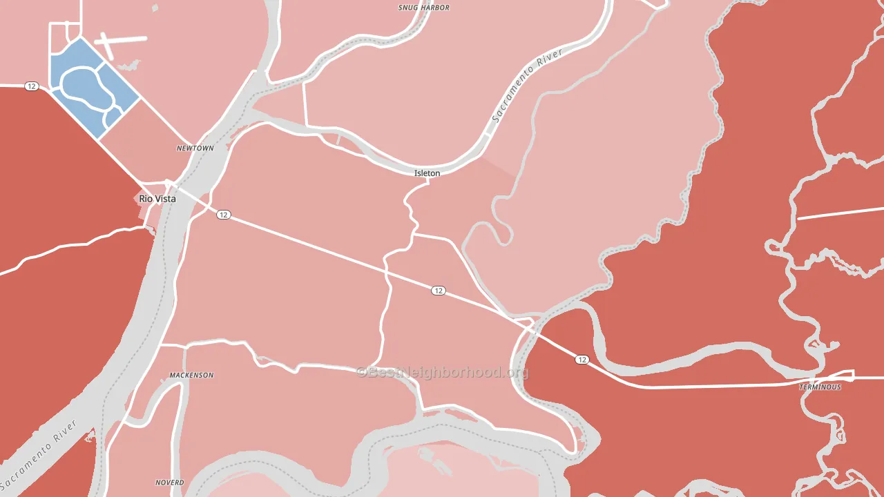Isleton, CA block-group political-lean map