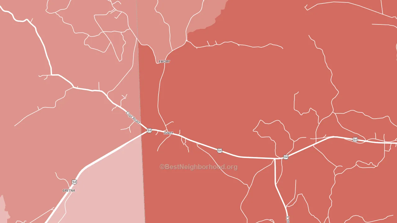Isney, AL block-group political-lean map