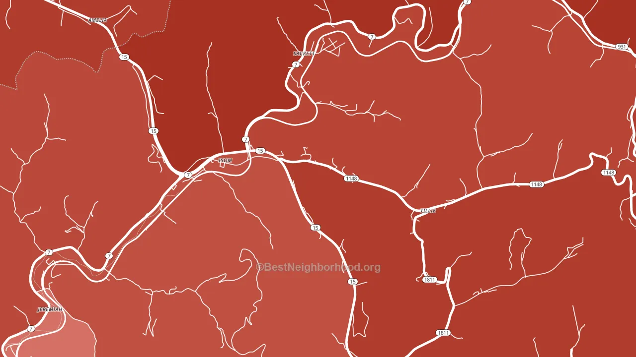 Isom, KY block-group political-lean map