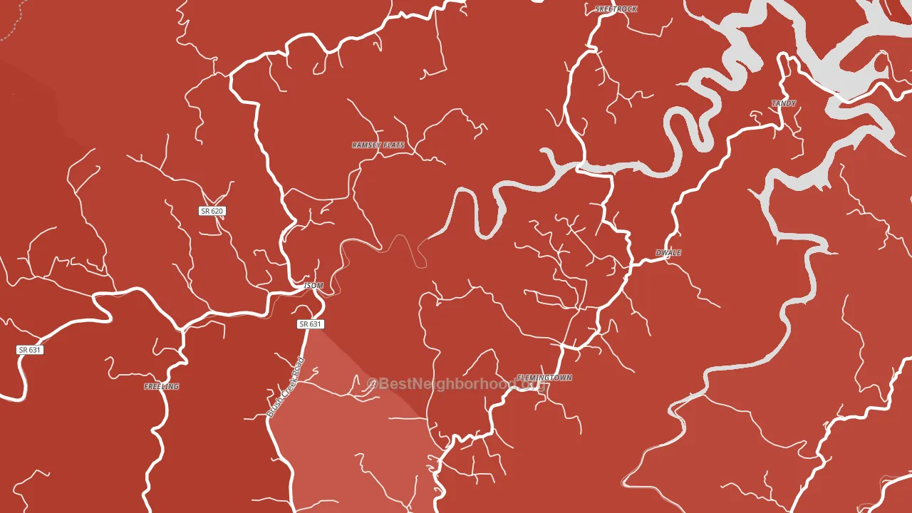 Isom, VA block-group political-lean map