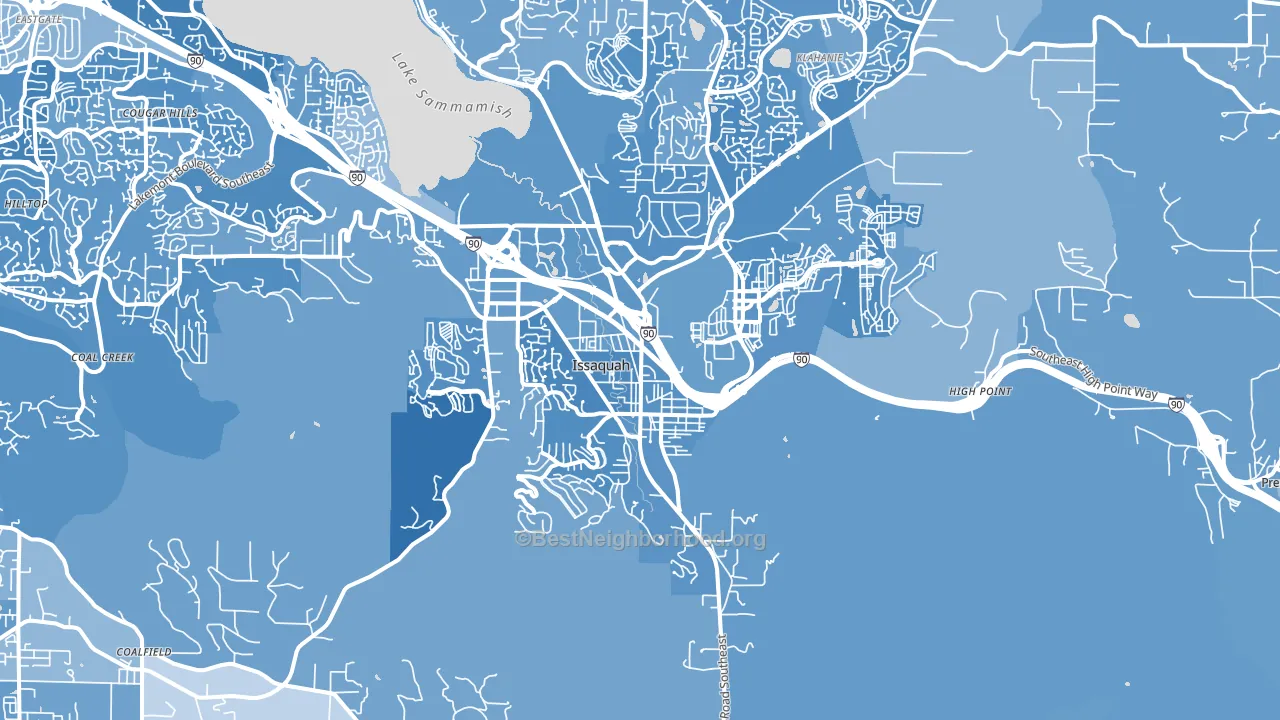 Issaquah, WA block-group political-lean map