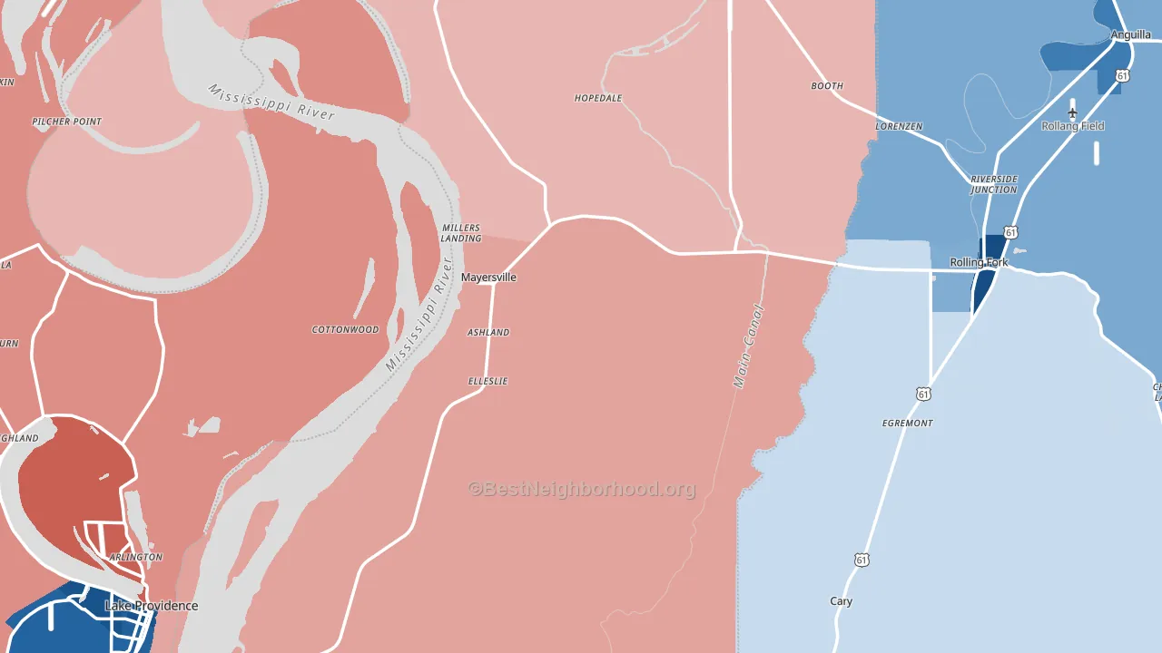 Issaquena County, MS block-group political-lean map