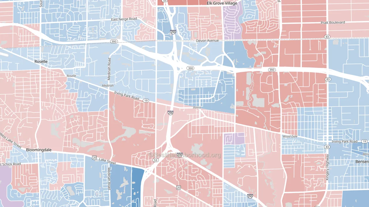 Itasca, IL block-group political-lean map