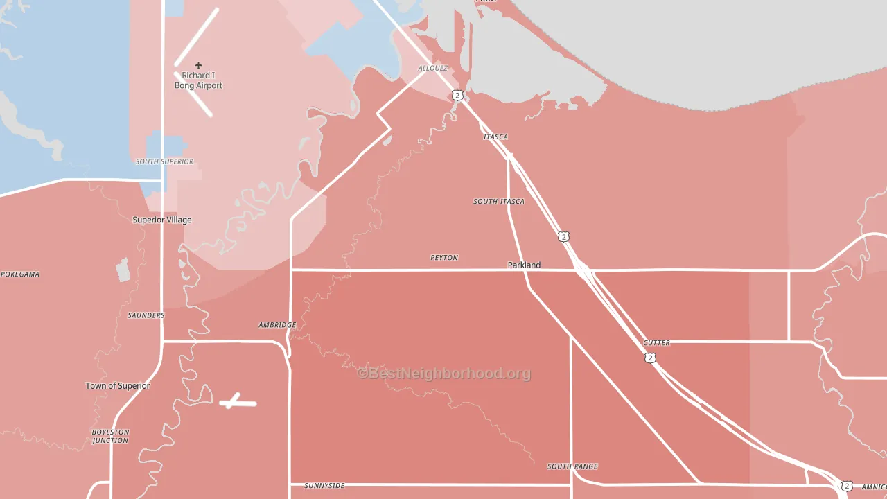 Itasca, WI block-group political-lean map